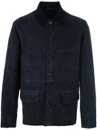 Desa 1972 Buttoned Leather Jacket, Men's, Size: 50, Blue, Sheep Skin/shearling