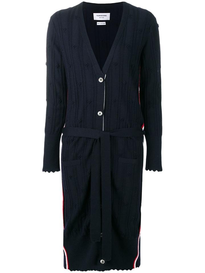 Thom Browne Flower Cable Knit Long Cardigan - Blue