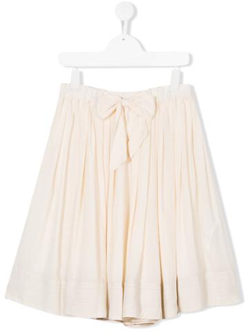 Bellerose Kids Teen Bow Front Pleated Skirt - White