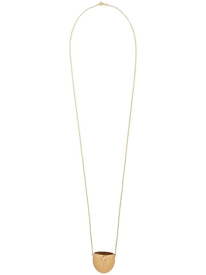 Marni Face Necklace With Concave Pendant - Gold
