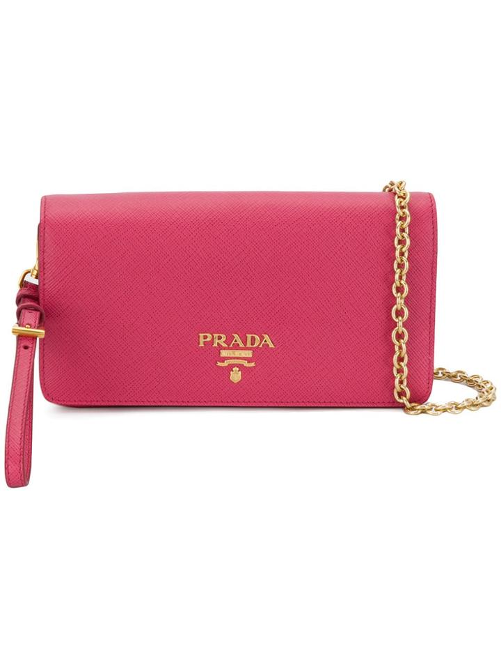 Prada Saffiano Chain Wallet - Pink