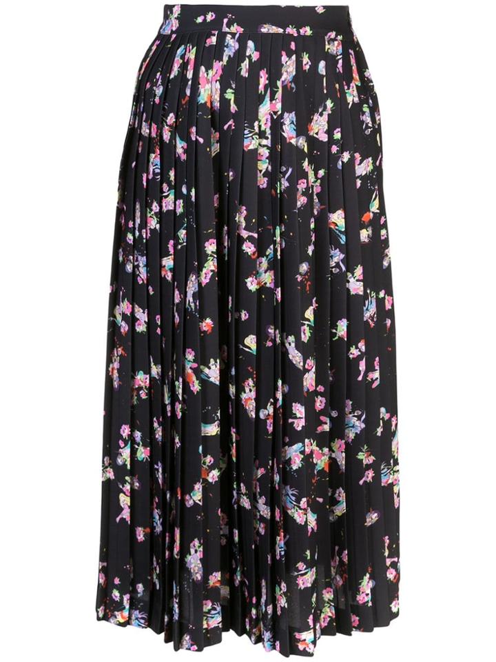 Maison Margiela Pleated Floral Skirt - Black