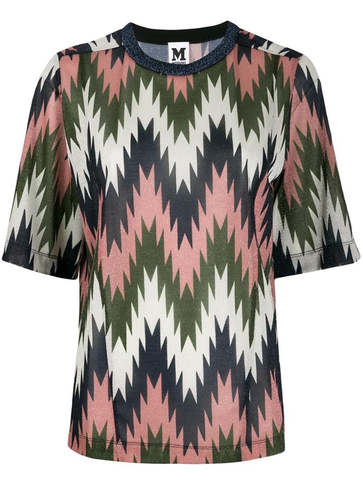 M Missoni Metallic Geometric-print T-shirt - Pink