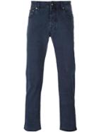 Jacob Cohen Straight Trousers, Men's, Size: 37, Blue, Cotton/spandex/elastane