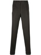 Canali Pleated Straight Leg Trousers - Brown