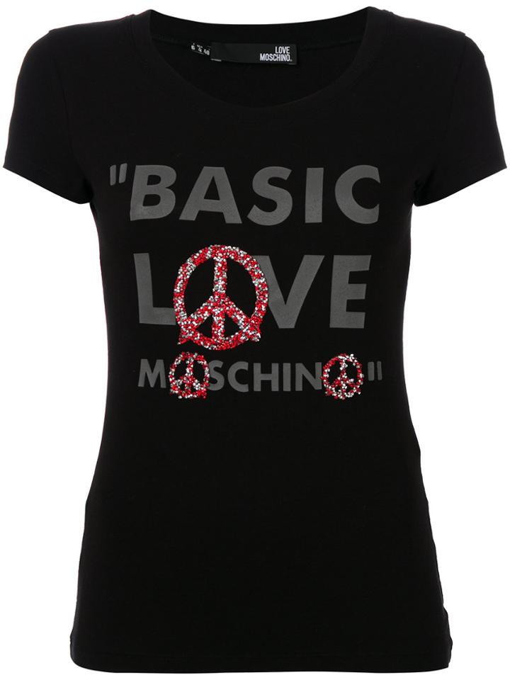 Love Moschino Printed Slogan T-shirt - Black