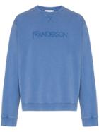 Jw Anderson Logo Embroidered Cotton Sweatshirt - Blue