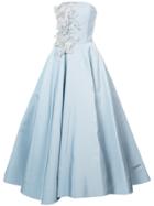 Christian Siriano Embellished Bustier Flared Gown - Blue
