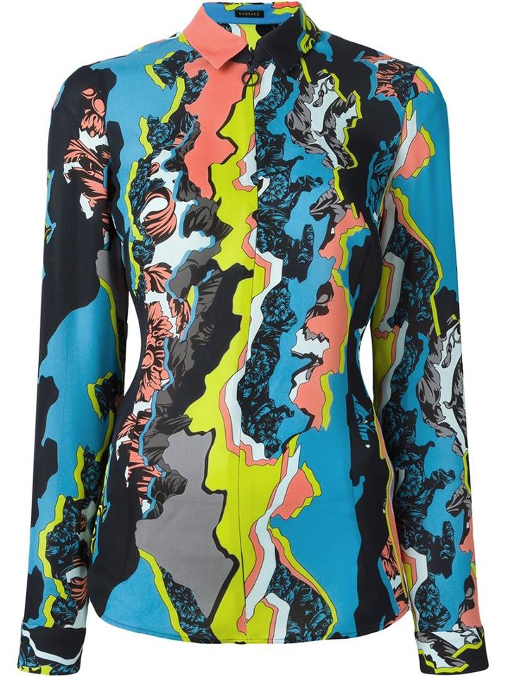Versace 'jagged Baroque' Zipped Shirt