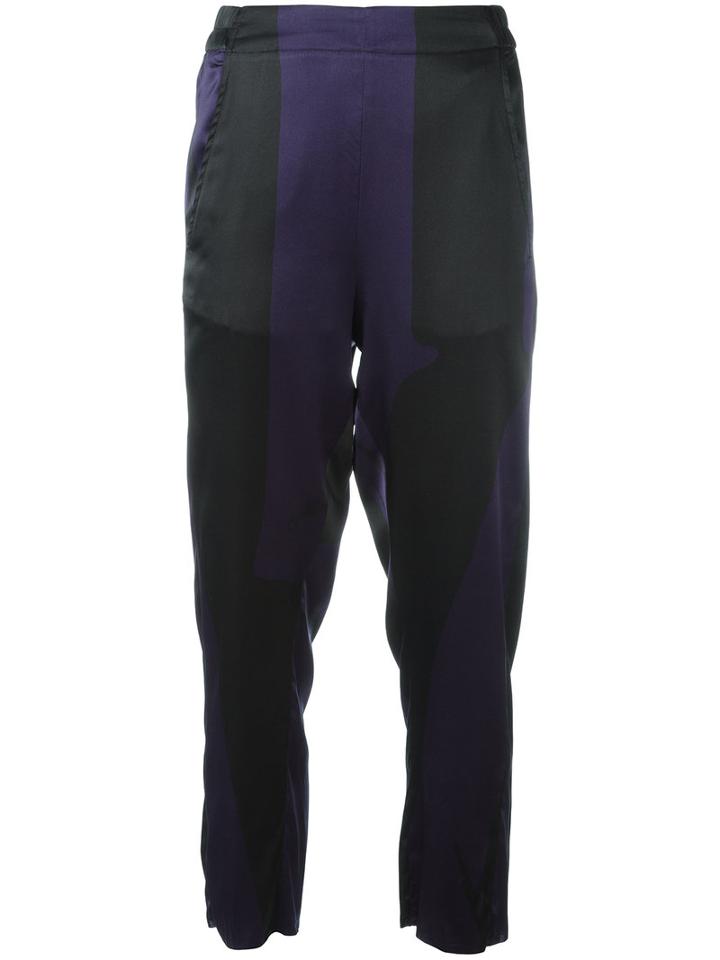 Ann Demeulemeester Elasticated Waistband Cropped Trousers, Women's, Size: 38, Pink/purple, Silk/spandex/elastane/cotton/rayon