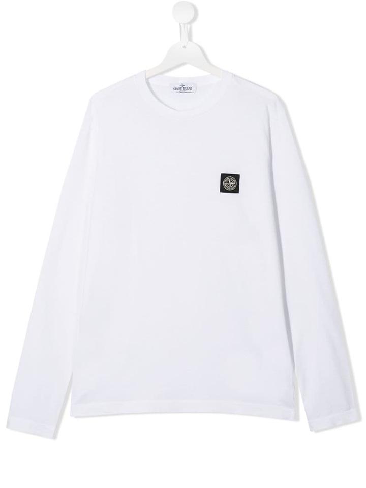 Stone Island Junior Teen Logo Patch Top - White