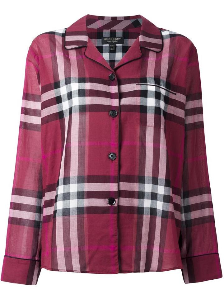 Burberry Runway Checked Shirt, Women's, Size: 12, Pink/purple, Cotton