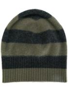 Vince Cashmere Striped Beanie - Green