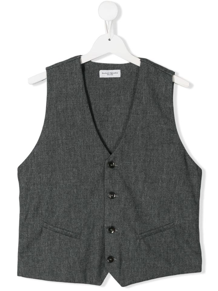 Paolo Pecora Kids Teen Single Breasted Waistcoat - Grey
