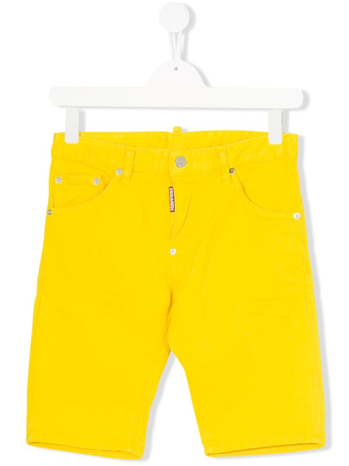 Dsquared2 Kids Teen Stretch Denim Shorts - Yellow & Orange