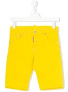 Dsquared2 Kids Teen Stretch Denim Shorts - Yellow & Orange