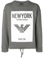 Emporio Armani New York Drawstring Hem Hoodie - Grey