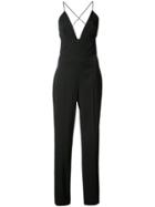 Oscar De La Renta Deep Neck Slim Jumpsuit - Black
