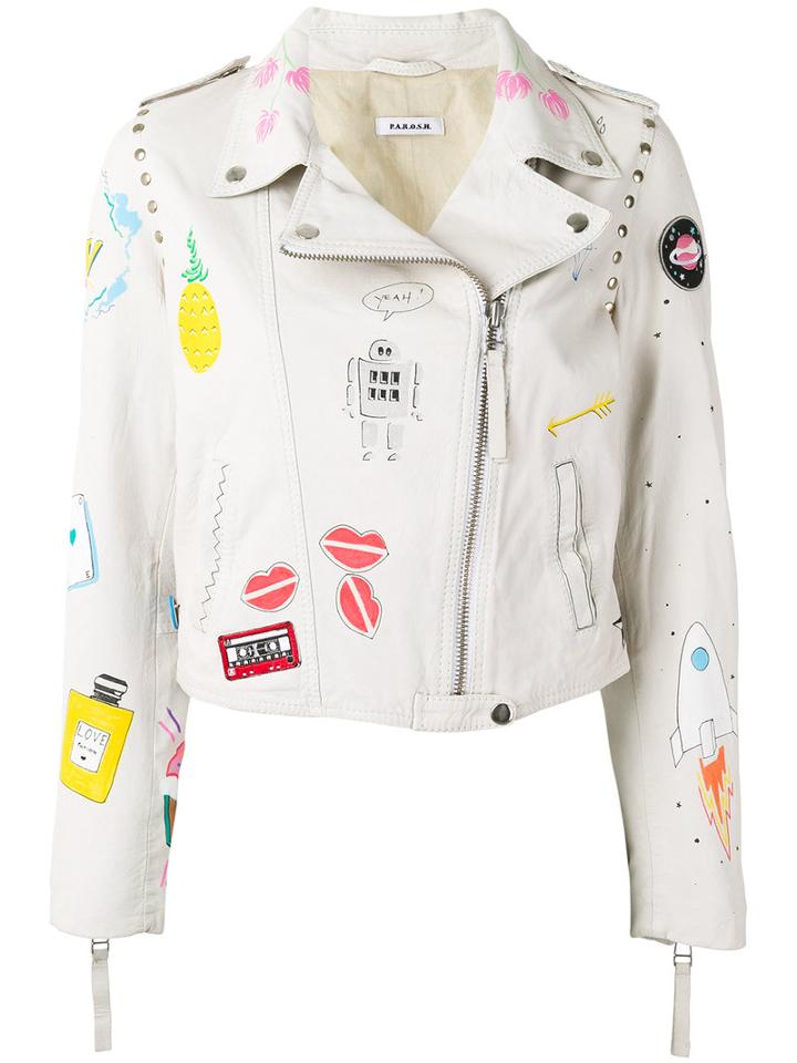 P.a.r.o.s.h. Mistic Jacket, Women's, Size: Large, White, Sheep Skin/shearling/cotton