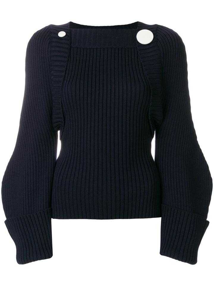 Jacquemus Ribbed Button Detail Jumper - Blue