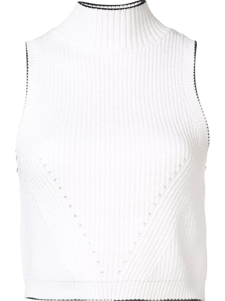 Zac Zac Posen 'liv' Turtle Crop Top, Women's, Size: Large, White, Cotton/nylon/spandex/elastane