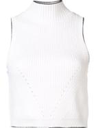 Zac Zac Posen 'liv' Turtle Crop Top, Women's, Size: Large, White, Cotton/nylon/spandex/elastane