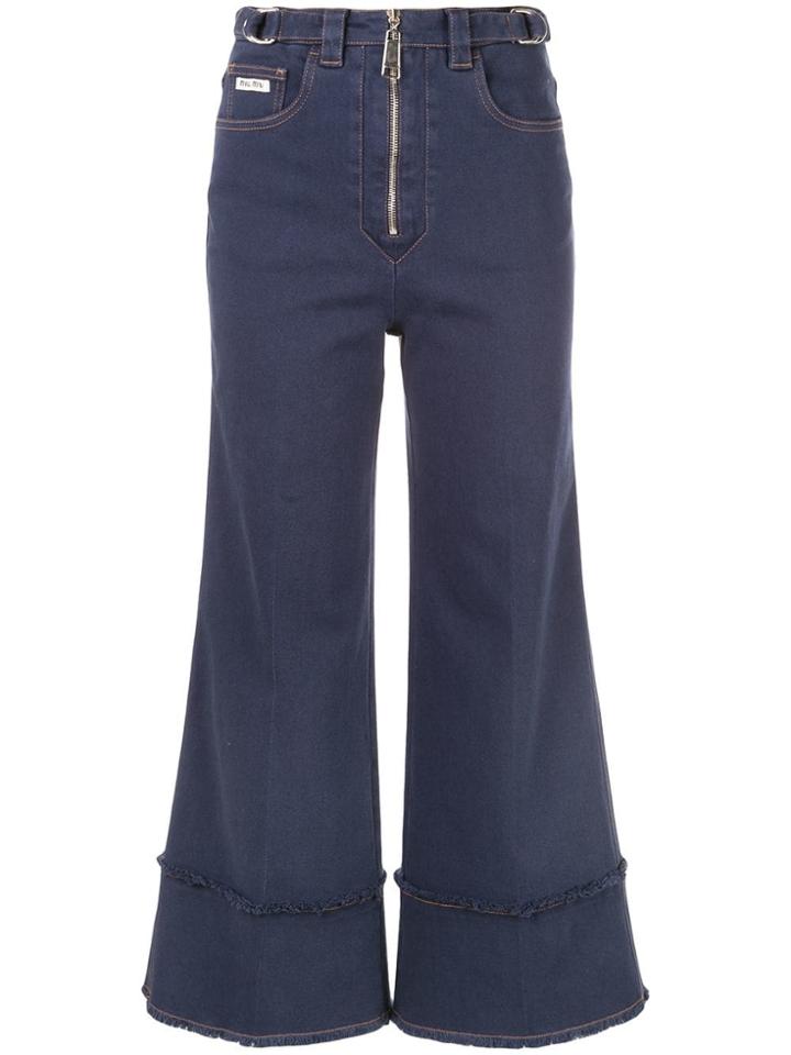 Miu Miu Mid Rise Flared Trousers - Blue