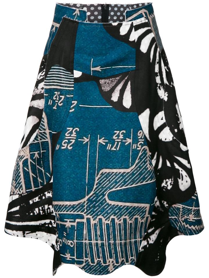Comme Des Garçons Cartoon Print Denim Skirt - Blue