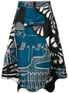 Comme Des Garçons Cartoon Print Denim Skirt - Blue