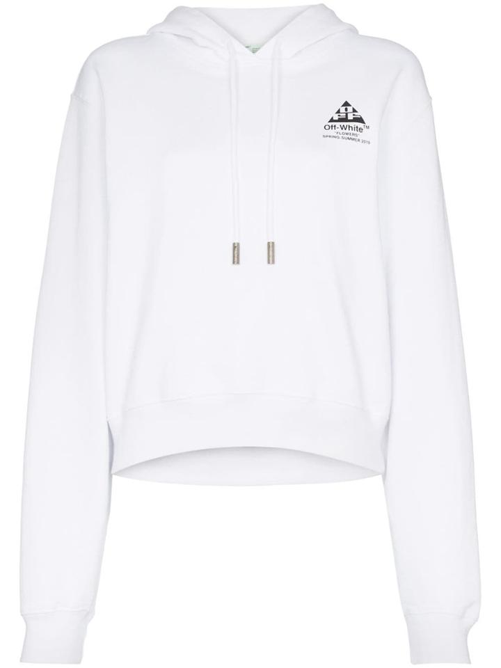 Off-white Arrow Motif Cropped Hooded Cotton Jumper