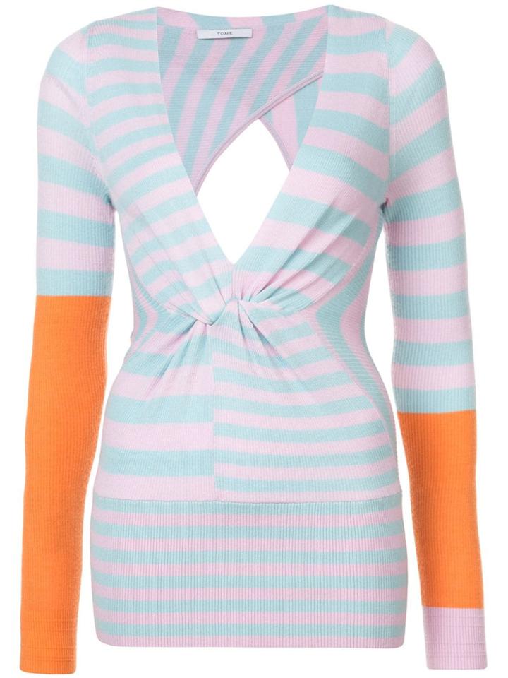 Tome Colour-block Fitted Sweater - Blue