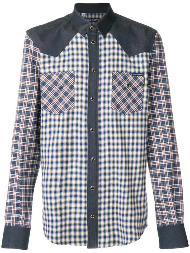 Dolce & Gabbana Contrast Checked Shirt - Blue