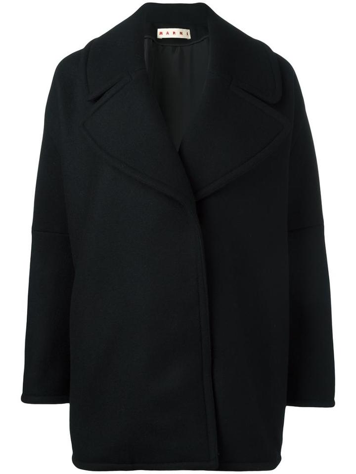 Marni Oversized Cocoon Jacket, Women's, Size: 42, Black, Silk/virgin Wool