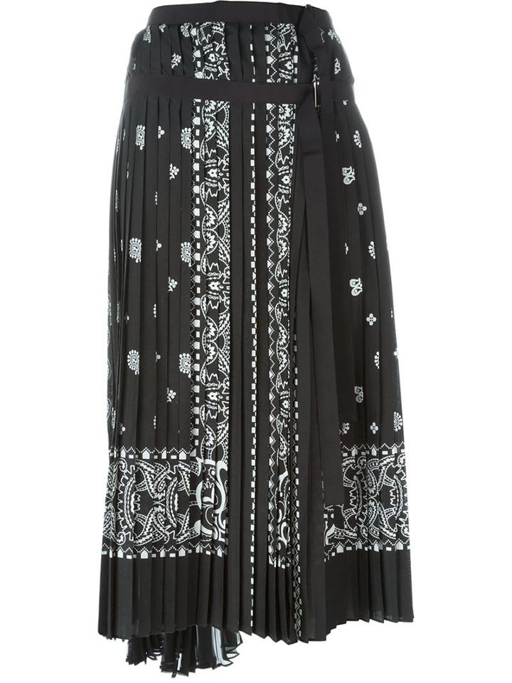 Sacai Paisley Pleated Midi Skirt