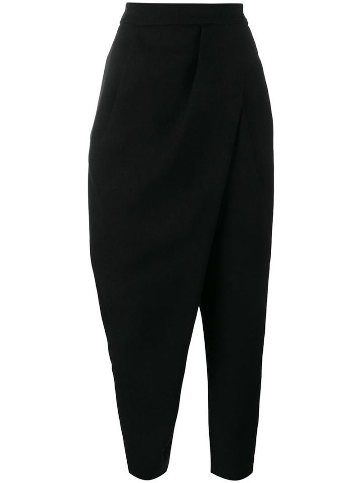 A.w.a.k.e Tapered Wrap Trousers, Women's, Size: 40, Black, Polyester
