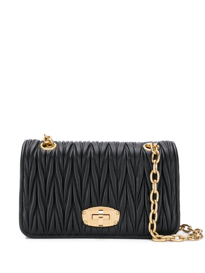 Miu Miu Matelassé Leather Cross Body Bag - Black