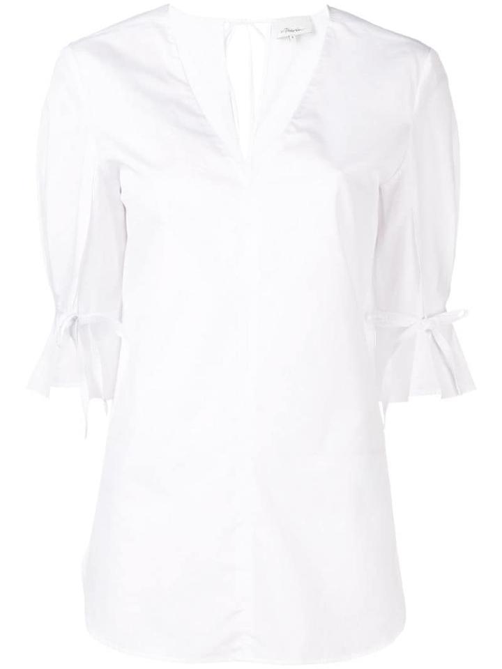 3.1 Phillip Lim Short-sleeved V-neck Poplin Blouse - Black