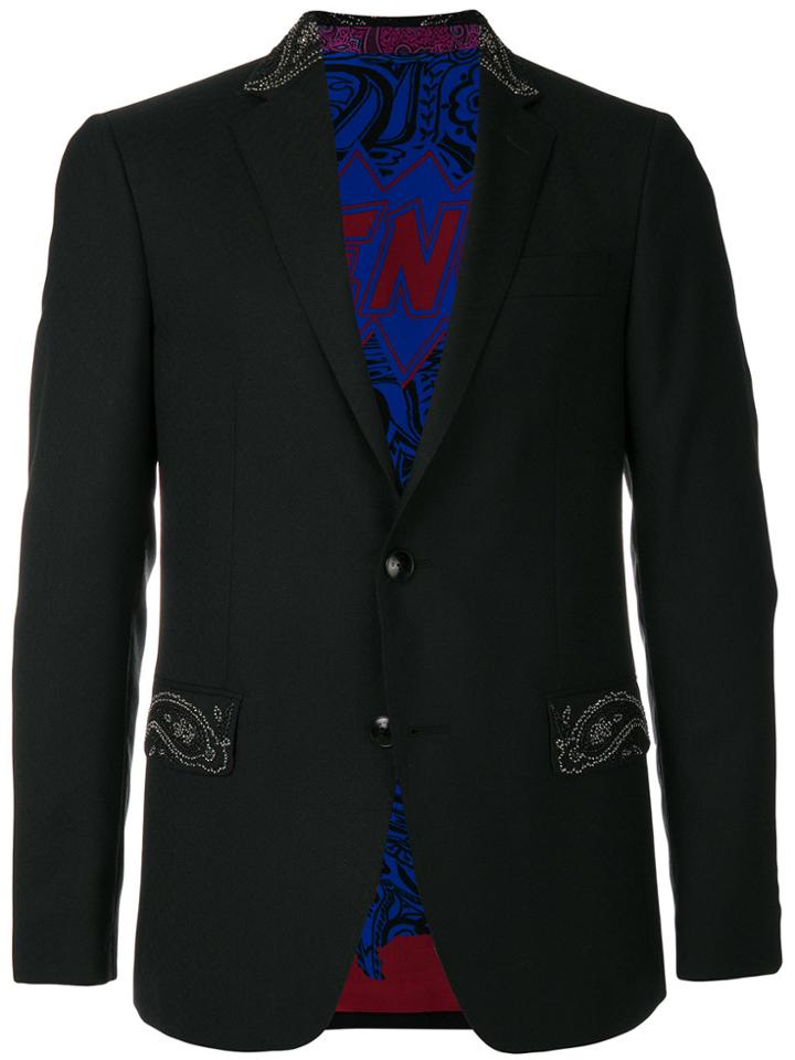 Etro Embroidered Slim Fit Blazer - Black