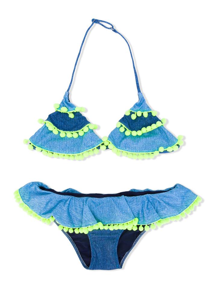 Mc2 Saint Barth Kids - Bonny Blug Bikini Set - Kids - Polyamide/spandex/elastane - 16 Yrs, Blue