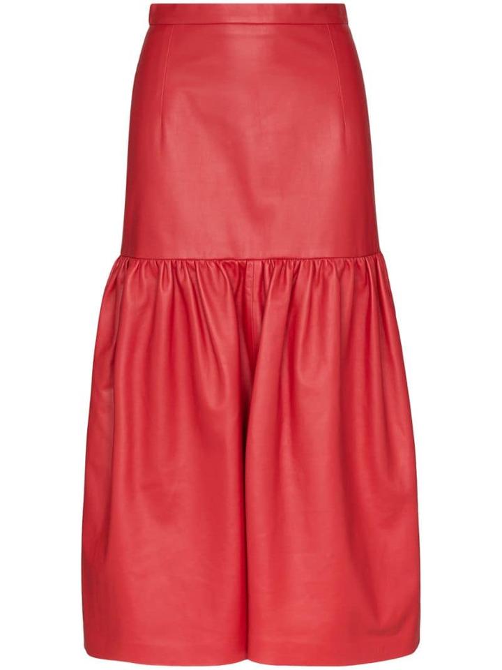 Christopher Kane Gathered Leather Midi Skirt
