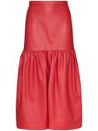 Christopher Kane Gathered Leather Midi Skirt