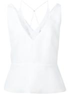 Roland Mouret Layered V-neck Top, Women's, Size: 12, White, Polyester/acetate/viscose