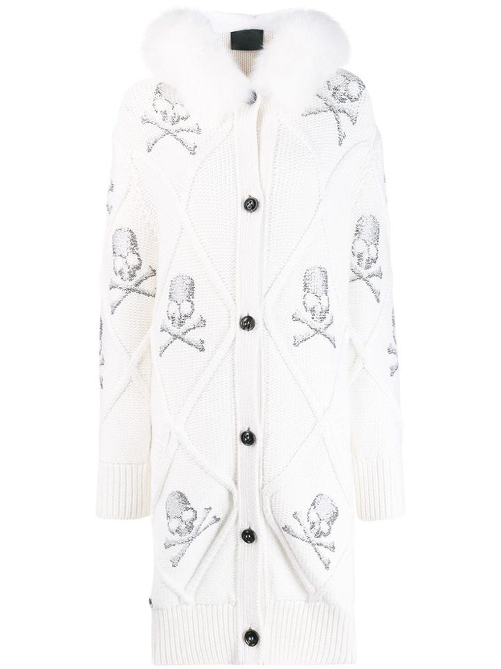 Philipp Plein Skull Print Cardi-coat - White
