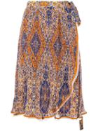 Tory Burch Floral Wrap Skirt - Yellow