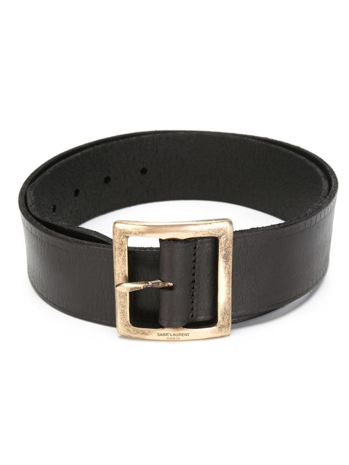 Saint Laurent Classic Belt, Men's, Size: 105, Black, Leather/metal Other
