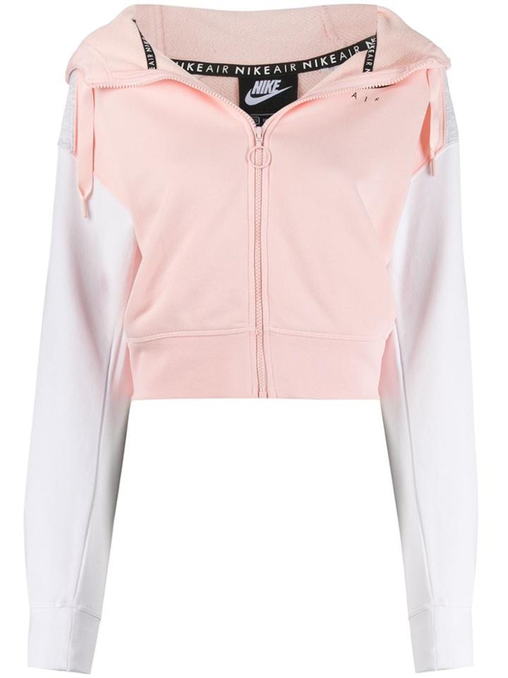 Nike Cropped Contrasting-sleeves Hoodie - Pink