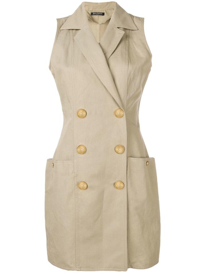 Balmain Double Breasted Sleeveless Dress - Neutrals