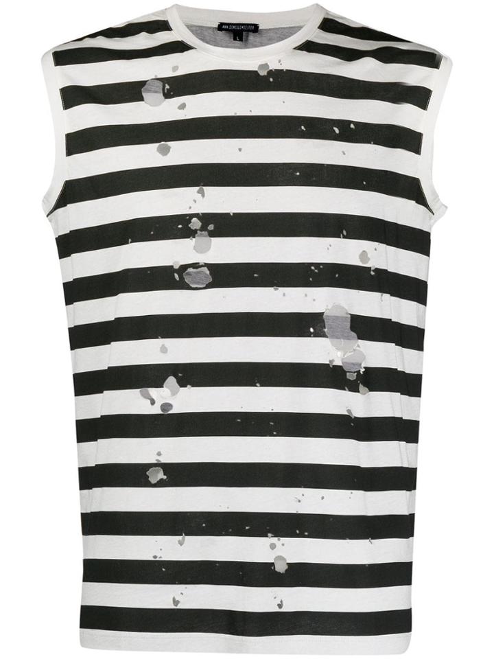 Ann Demeulemeester Striped Tank Top - Black