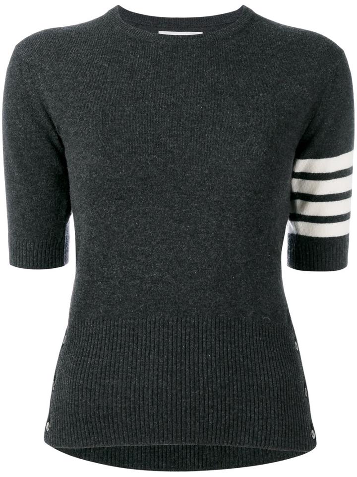 Thom Browne Striped Detail Shortsleeved Jumper, Women's, Size: 42, Grey, Cashmere