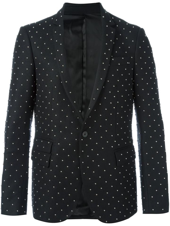 Les Hommes Studded Blazer, Men's, Size: 48, Black, Polyamide/acetate/viscose/rubber